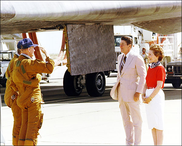 Ronald Reagan Saluted by Shuttle Crew Photo Print for Sale