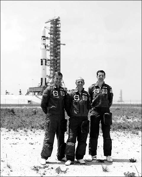 Skylab 2 Prime Crew & Saturn V Rocket Photo Print for Sale