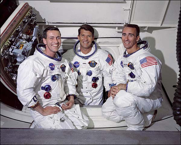 Apollo 7 Crew Portrait in White Room Photo Print for Sale