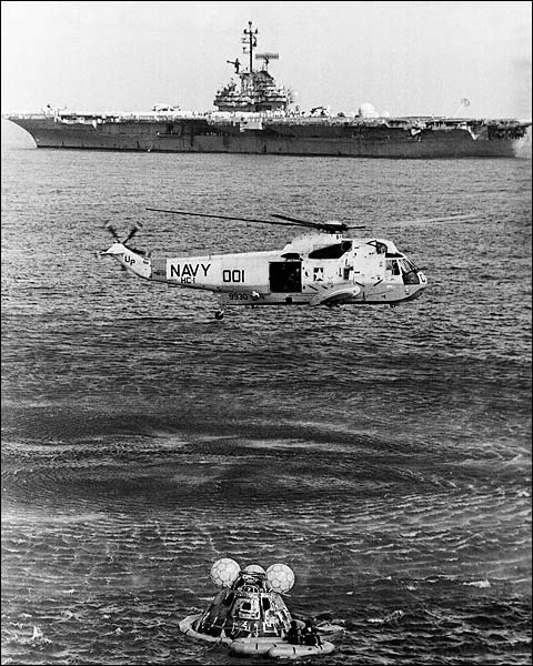 Apollo 17 Recovery USS Ticonderoga & Helicopter Photo Print for Sale