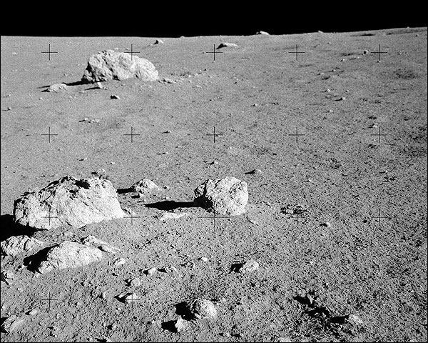 Apollo 14 Cross Sun & Turtle Rock on Moon Photo Print for Sale