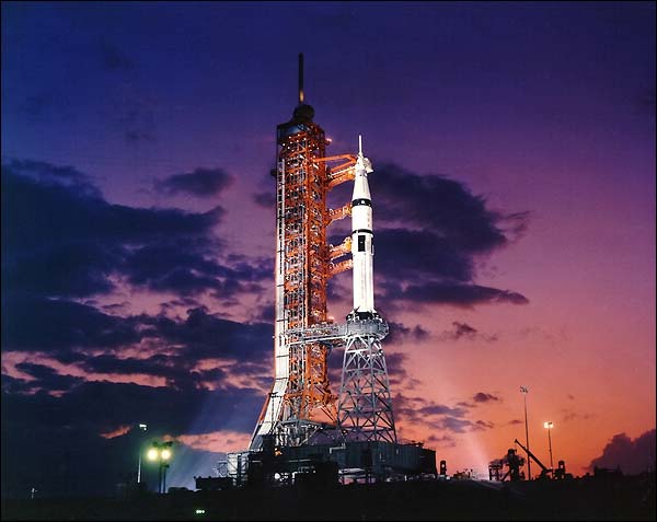 Apollo Soyuz Saturn 1B Rocket at Twilight Photo Print for Sale