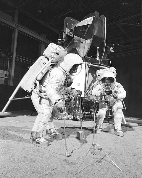 Apollo 11 Armstrong & Aldrin Training w/ Lunar Module Photo Print for Sale