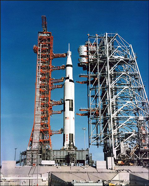 Apollo 8 Saturn V Rocket on Launch Pad Photo Print for Sale