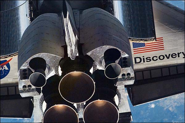 Close-up STS-121 Discovery Shuttle Tail Photo Print for Sale