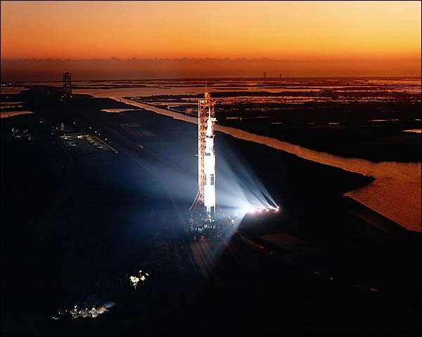 Apollo 13 Saturn V Rocket Early Morning Photo Print for Sale