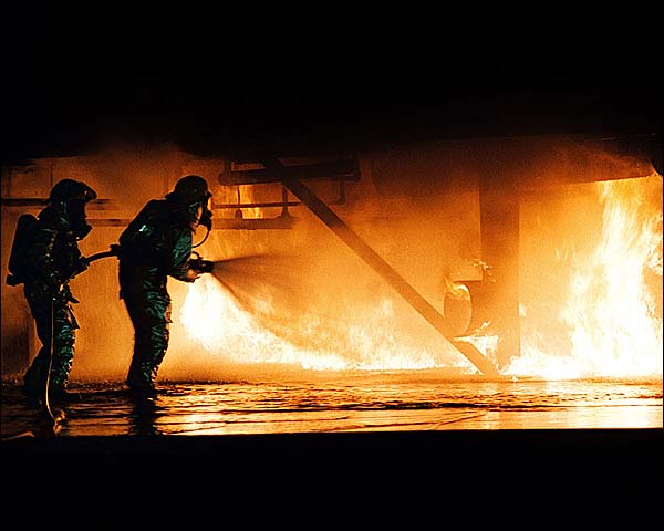 Navy Firefighter Fire Containment Training Photo Print for Sale