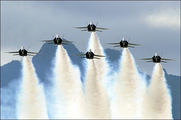 Blue Angels Performing Delta Formation Photo Print for Sale