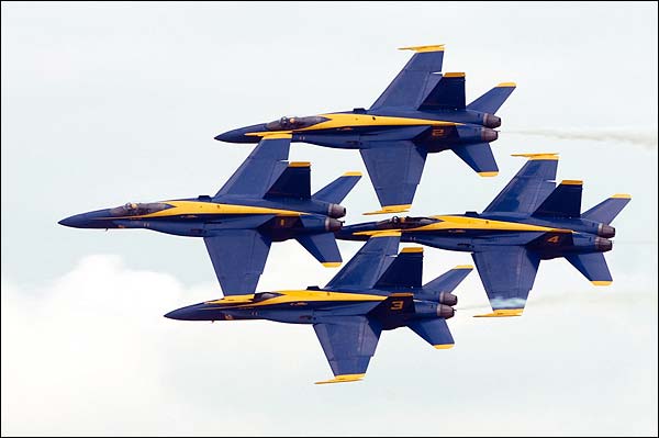 U.S. Navy Blue Angels Flying in Diamond Formation Photo Print for Sale