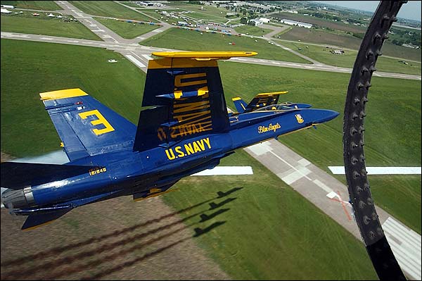 Blue Angels Jet No. 3 Over Runway Photo Print for Sale