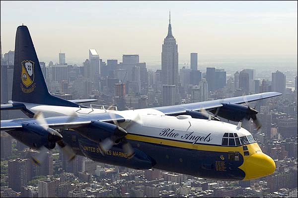 Blue Angels 'Fat Albert' C-130 Over New York City Photo Print for Sale