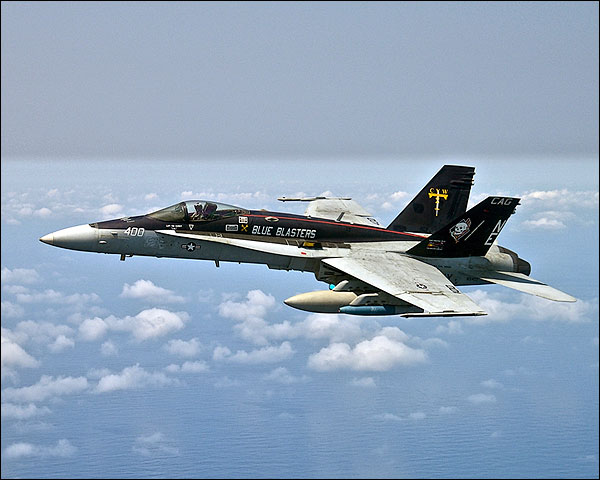 U.S. NAVY BLUE BLASTERS F/A-18C HORNET IN FLIGHT 11x14 GLOSSY