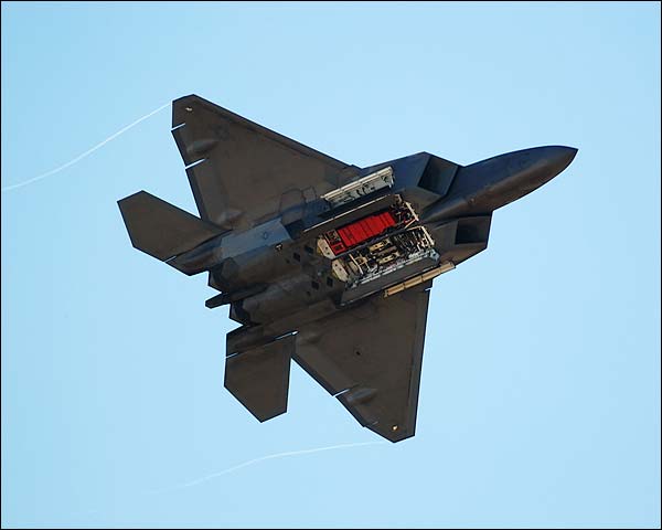 F-22 Raptor with Weapons Bays Photo Print for Sale