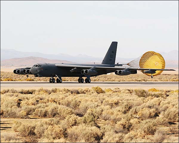 B-52 Bomber Landing w/ Drag Chute Photo Print for Sale