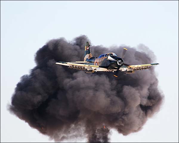 A-1 Skyraider w/ Smoke Cloud Photo Print for Sale