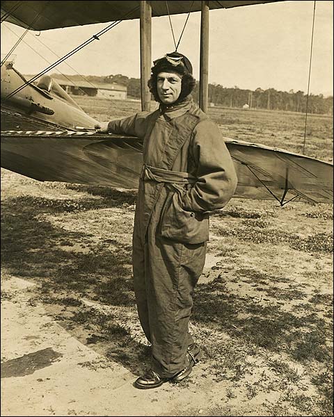 WWI Fighter Pilot with Biplane Photo Print for Sale
