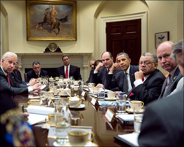 President Obama, Joe Biden, and Advisors Meeting Photo Print for Sale