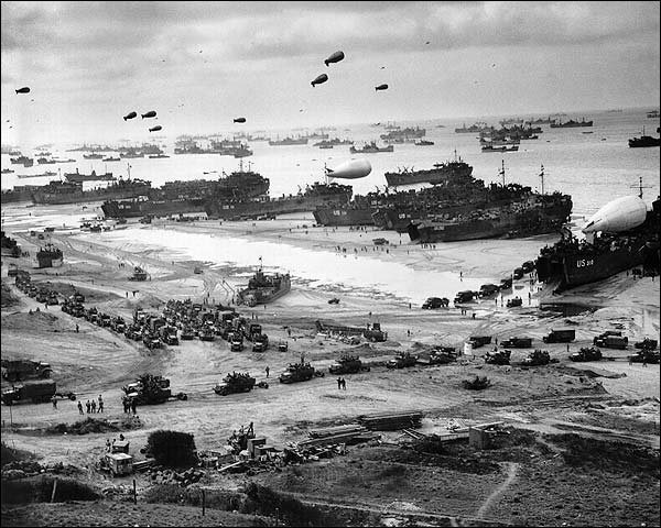 Landing Ships Unload Supplies at Omaha Beach WWII Photo Print for Sale