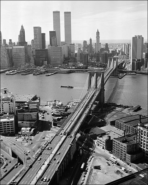 Brooklyn Bridge and Manhattan Skyline View 1978 Photo Print for Sale